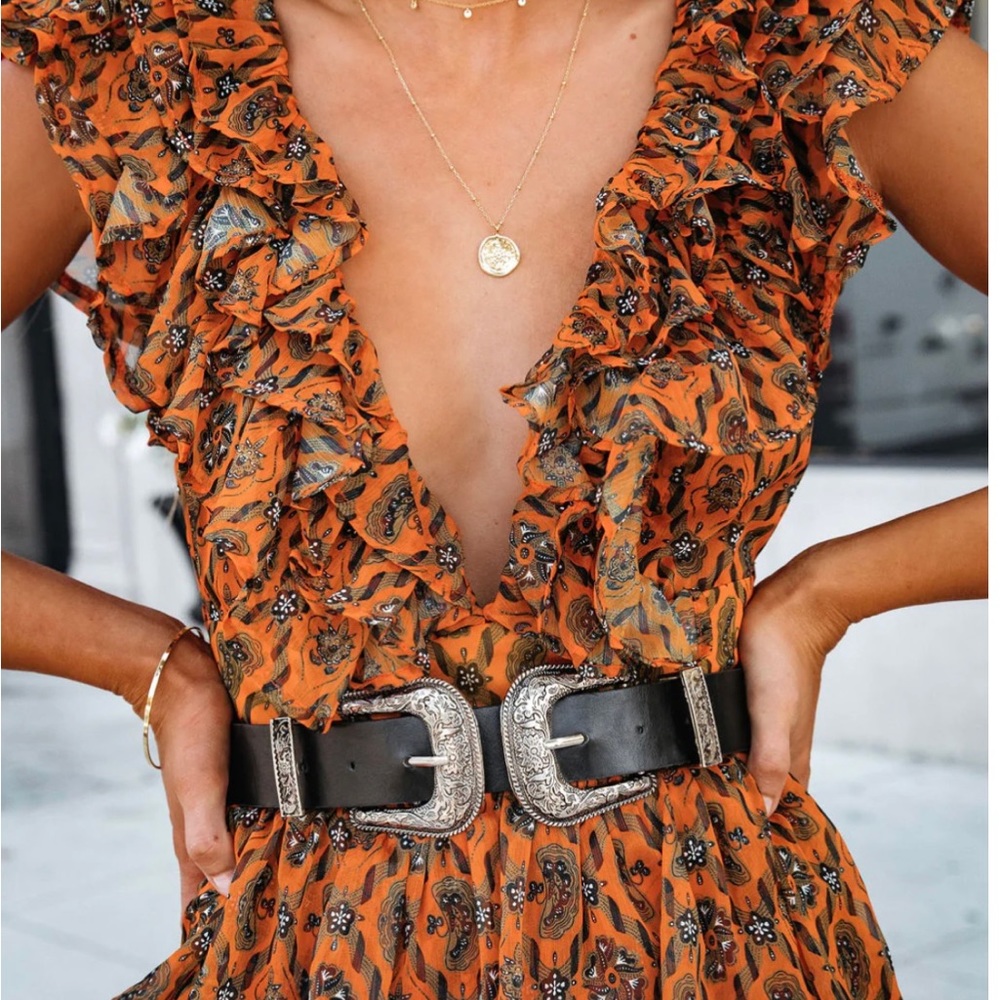 Black & Silver Western Belt